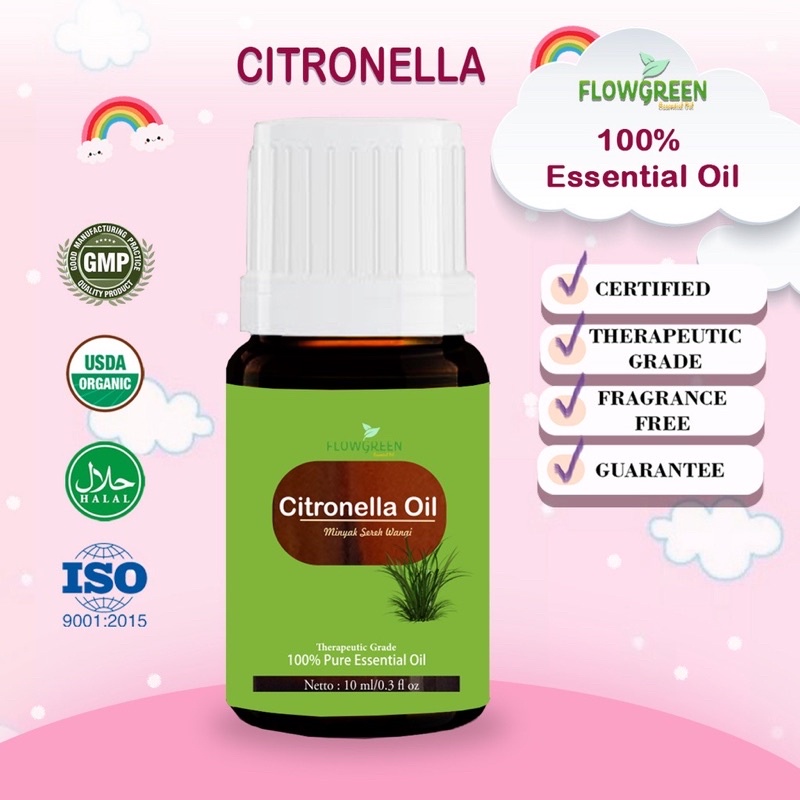 Citronella Essential Oil Flowgreen Diffuser Humidifier - Minyak Essential Aromaterapi Oil