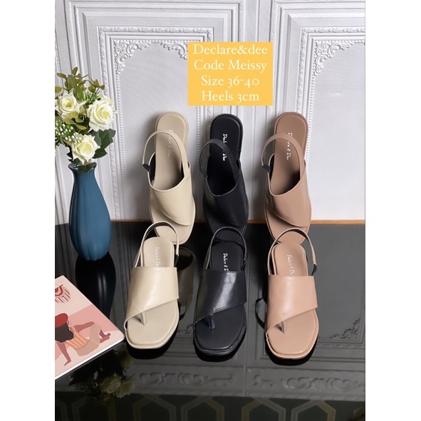 DECLARE&amp;DEE MEISSY SANDAL WANITA TALI HEELS BLOCK 3CM