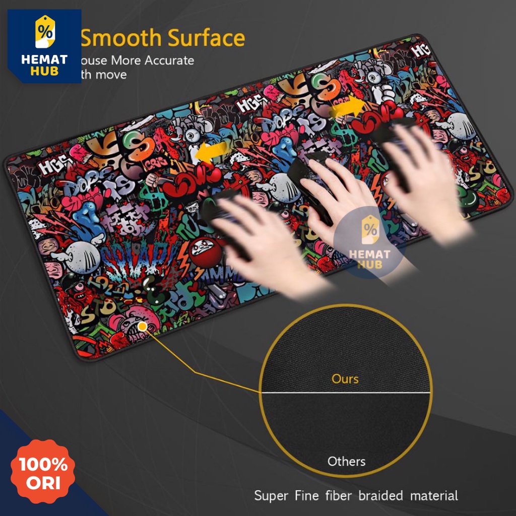 Mouse Pad Gaming XL Jumbo Mousepad Besar High Precision Anti Slip HematHub