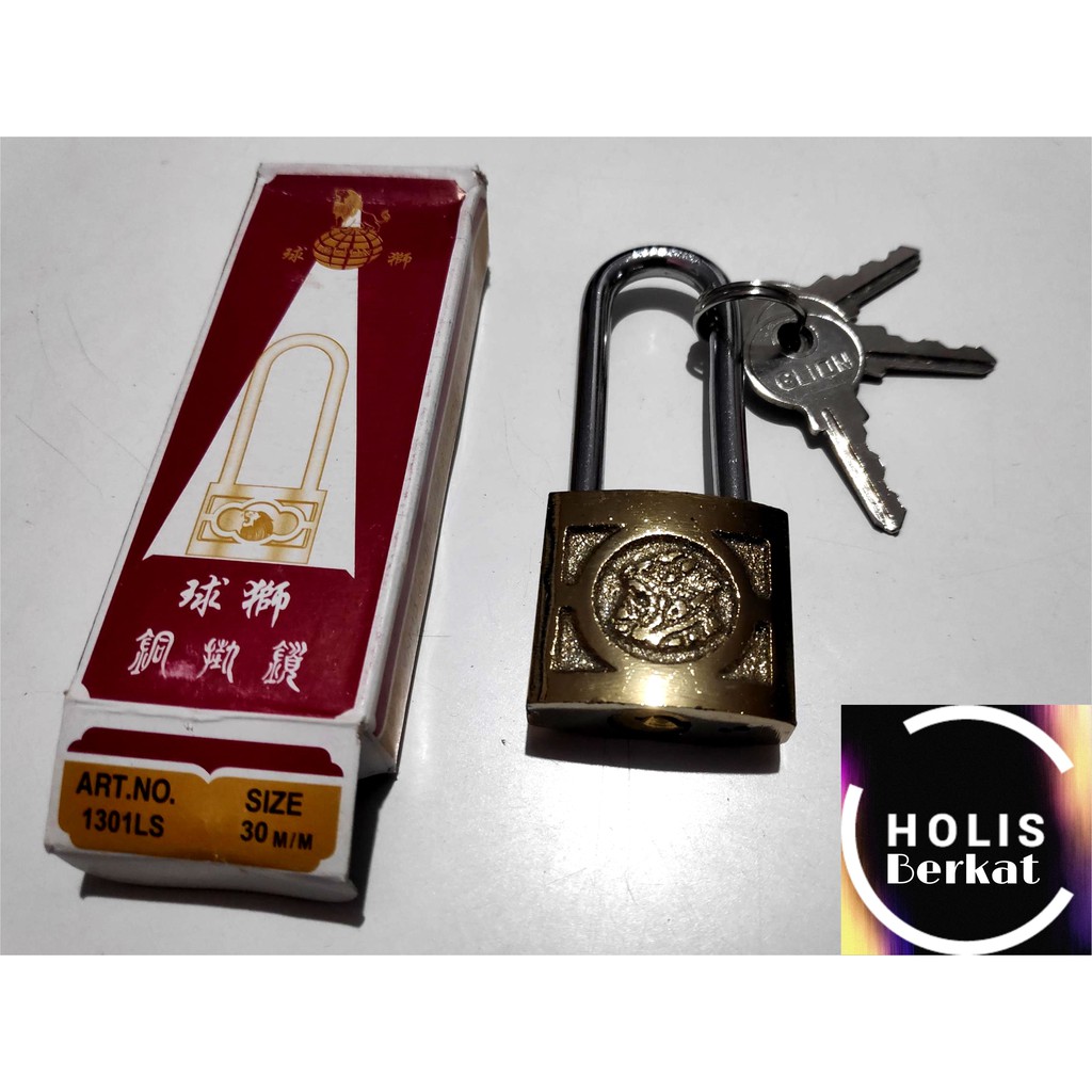 GLION BRASS PADLOCK / GEMBOK KUNINGAN 30 MM LEHER PANJANG HIGH QUALITY