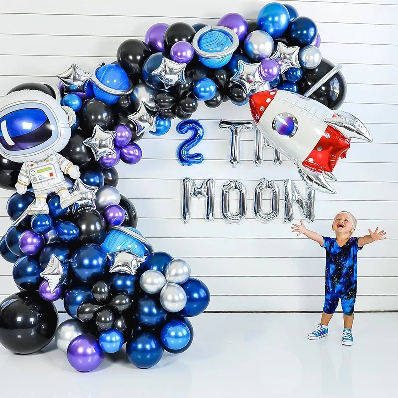 1pc Balon Foil Bentuk Roket Astronot 3d Untuk Dekorasi Pesta Ulang Tahun Anak