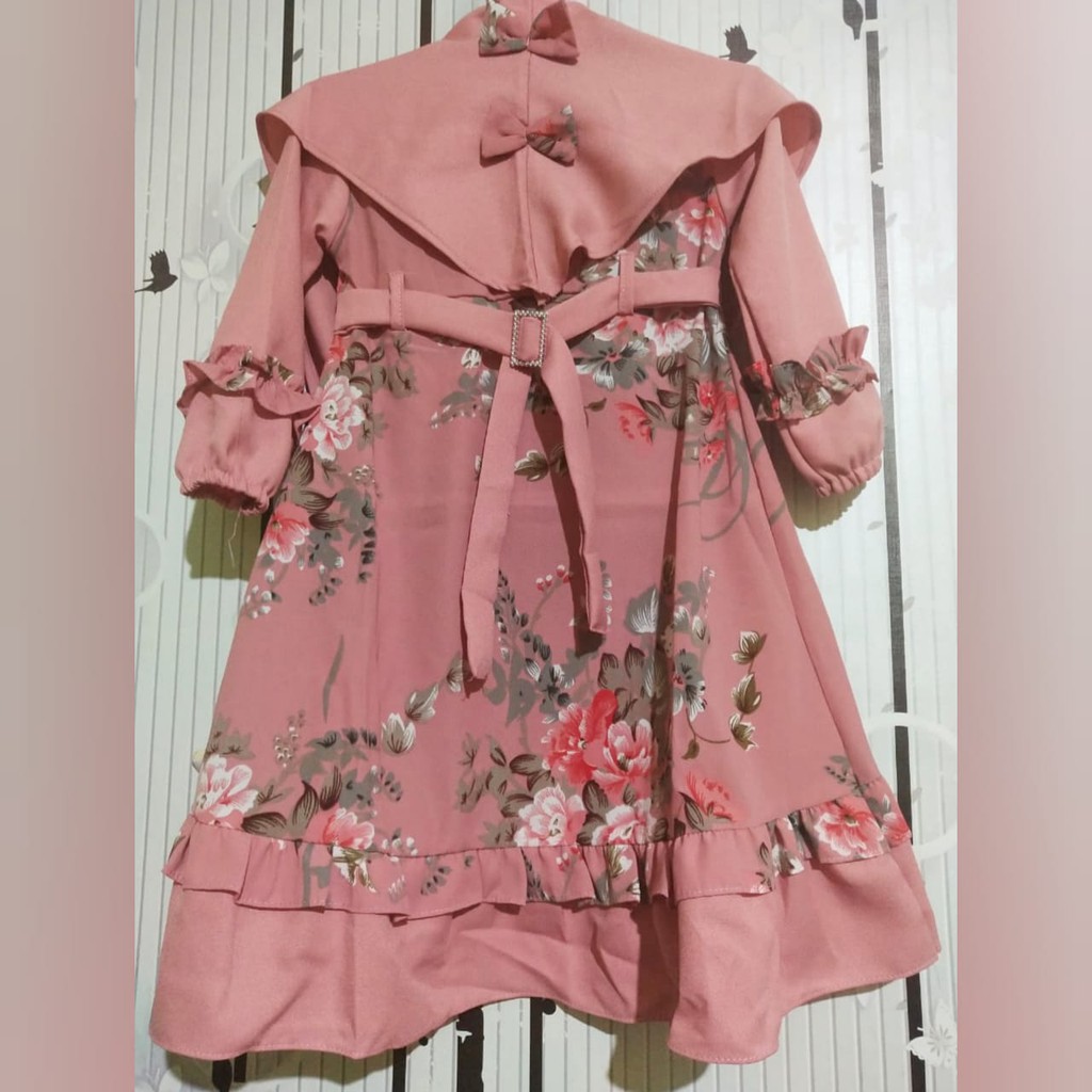 Gudang BM Kayla Syari Kids Gamis Anak Umur 2-3 Tahun Baju Anak Perempuan Syari Set Khimar Dress Anak