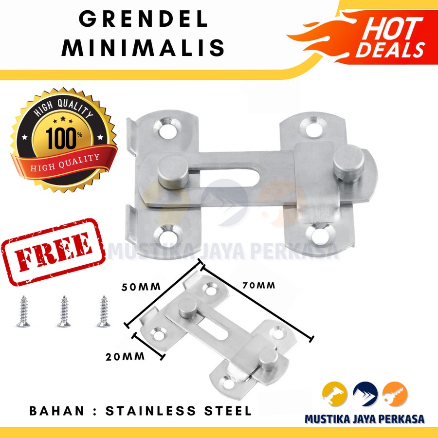 Grendel Slot Pintu Lemari Geser Sleeding Sliding Gembok Stainless