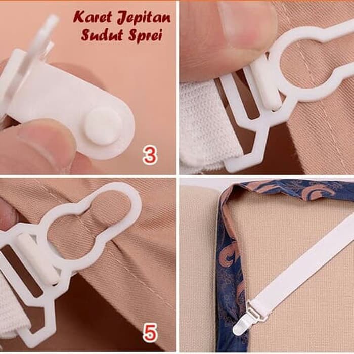 Karet Jepitan Ujung Sprei - Karet Pengencang Ujung Sprei- Penjepit Sudut Sprei - 4pc