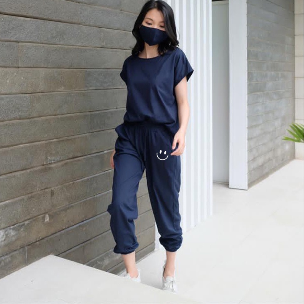 CELANA SABLON Smile pants Celana Joger Jogger wanita Training wanita celana Olahraga wanita favorit 