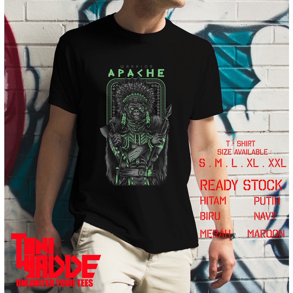Kaos Distro Warrior Apache / Kaos Pria Motif Indian Keren