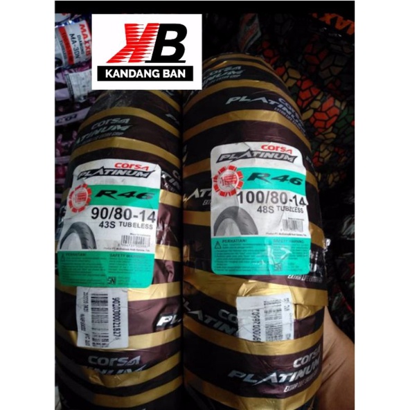 PAKET BAN TUBLES CORSA PLATINUM R46 SOFT COMPOUND 90/80+100/80.14 BAN BARU 100% ORIGINAL FREE PENTIL