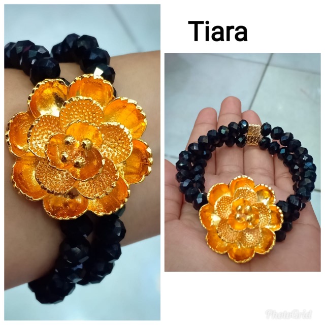 Gelang mawar jumbo kristal hitam