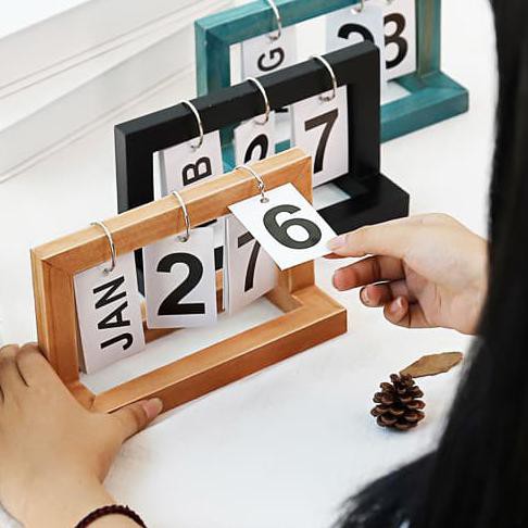 

✨BISA COD✨ Pelender Coklat | kalender calendar meja unik cantik shabby kayu hias