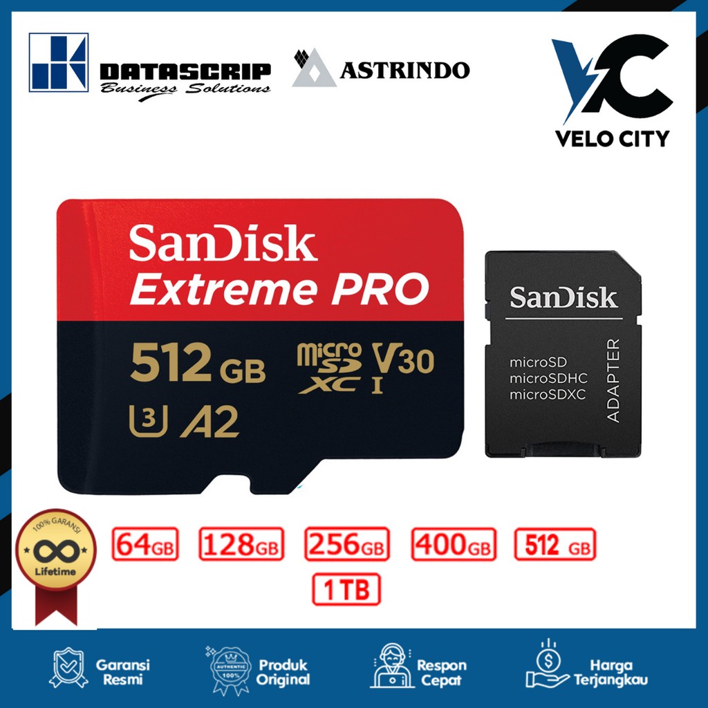 Micro SD 512GB Sandisk Extreme Pro Speed up to 170Mb/s -Original