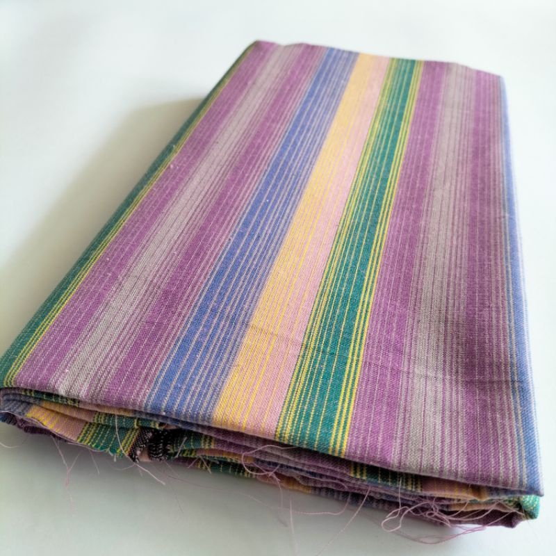 Kain Lurik Batik tenun lurik - Ungu hijau biru kuning panjang 2 meter