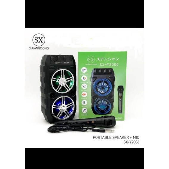 speaker Bluetooth portable sx2006 free mic karoke