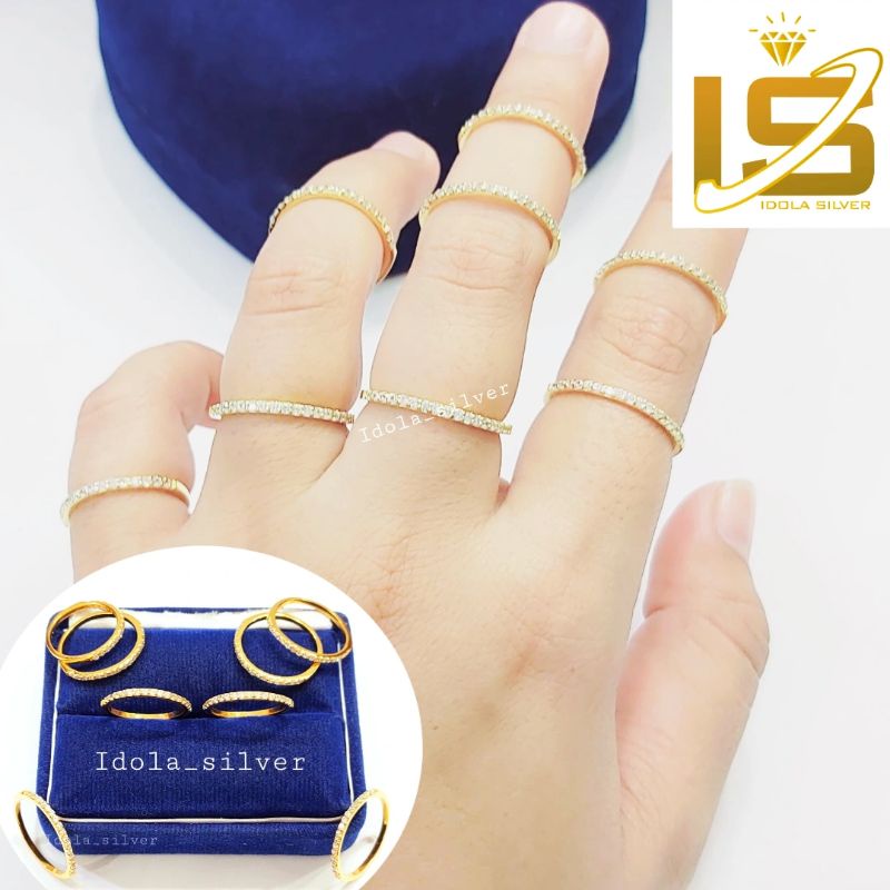 CINCIN PERAK ASLI SILVER 925 LAPIS EMAS MODEL LISTRING - PERHIASAN PERAK WANITA