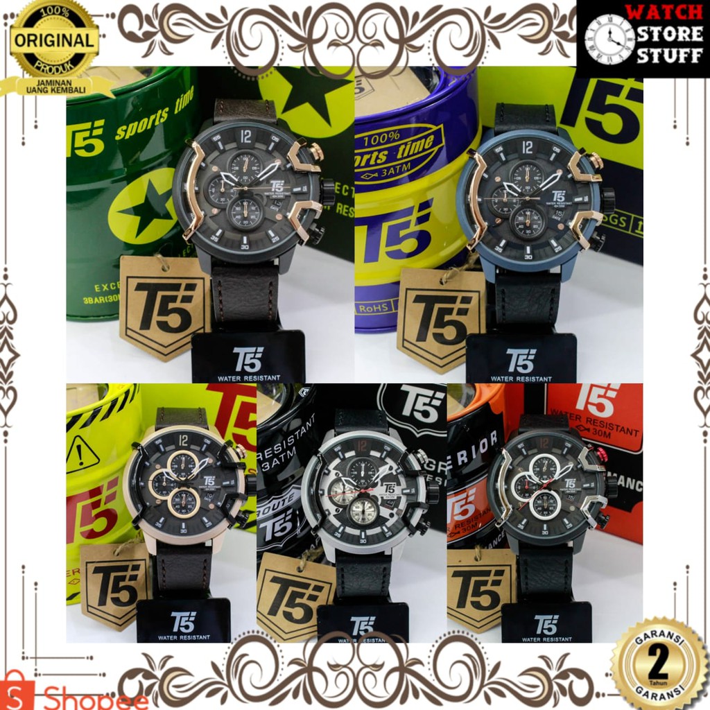 JAM TANGAN PRIA WANITA | RANTAI | KULIT | KARET | MURAH | PRIA T5 H 3819G Original