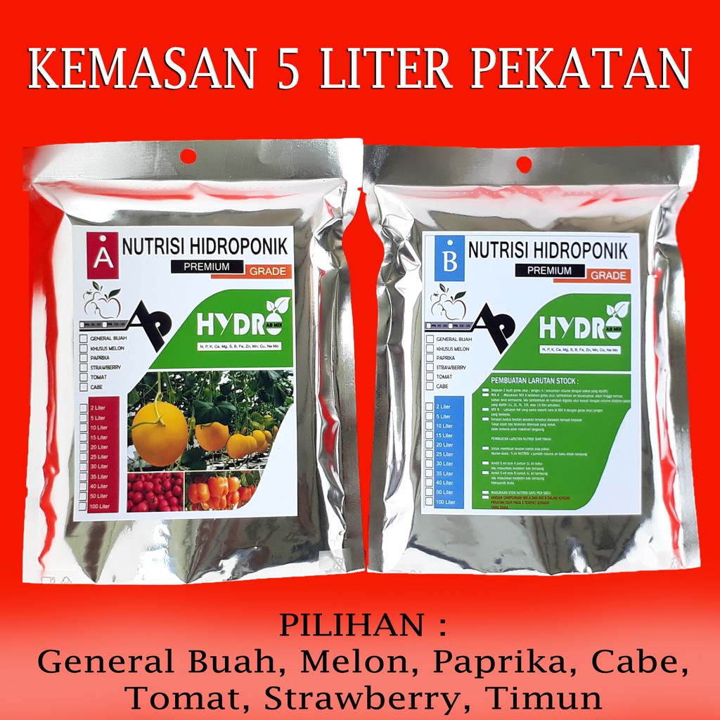 Nutrisi AB mix Hidroponik Buah 5 Liter