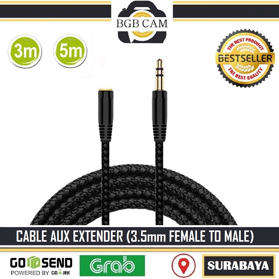 Kable Aux Extender 3.5mm Jack Male to Female 3m / 4.8m Extension