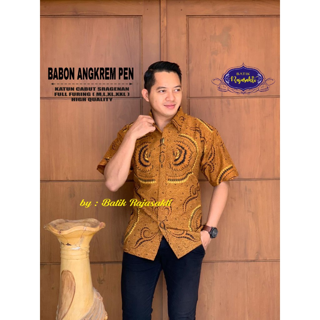 BABON ANGKREM RAJASAKTI KEMEJA BATIK SOLO PRIA LENGAN PENDEK LAPIS FURING ATASAN BATIK PREMIUM MODERN KATUN HALUS BAHUWIRYA  BANAMITRA BANAMITRA PUTIH BANGSAWAN BAYU PUTRA BERLIAN BIRU BHARATAYUDA BIMASENA BIRENDRA BIRU INDAH BRAHMAKERTA BRAHMAKERTA MERAH