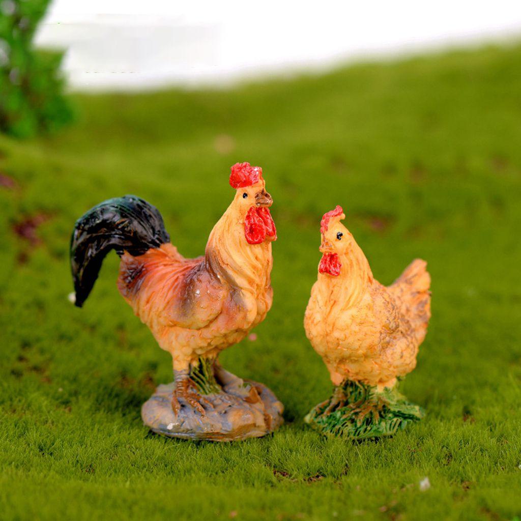 【 ELEGANT 】 Patung Ayam Mini Manusia Hidup Hen Miniatur Simulasi Mainan Anak Patung Ayam