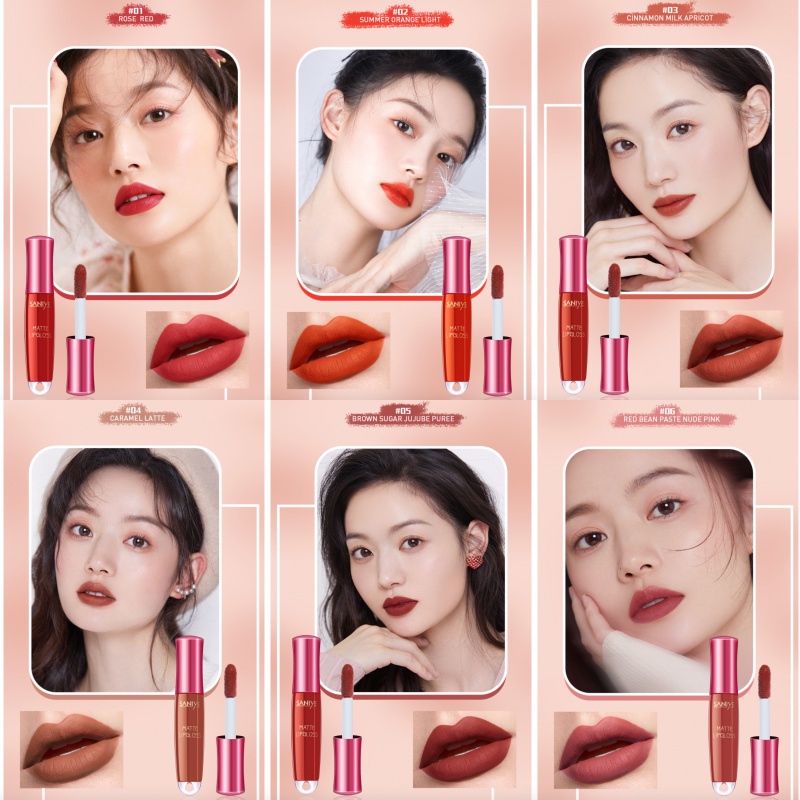 SANIYE Soft Matte Lip Gloss Lipstick Velvet Lipstik Waterproof/Tahan Lama Membuat Bibir Menjadi Berwarna SA020