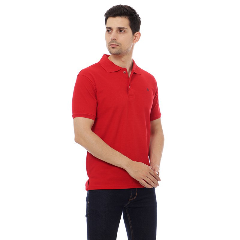 BlueButton Classic Men Embroidery PoloShirt Merah