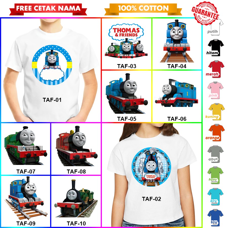 [FREE NAMA!!] Kaos Baju COUPLE  ANAK DAN DEWASA THOMAS AND FRIENDS BANYAK MOTIF