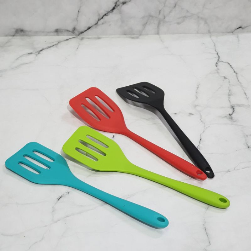 small silicone slotted cooking turner / sodet masak kecil bolong / mini flipper 20.5cm
