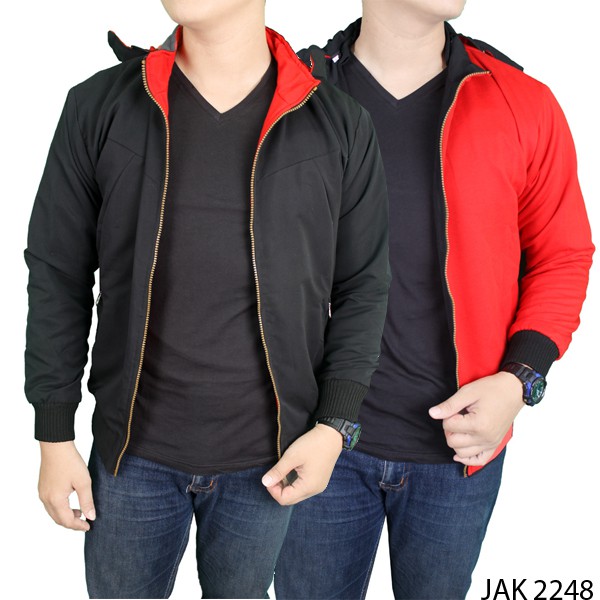 Jaket Pria Keren Modis Parasut Merah – Hitam – JAK 2248