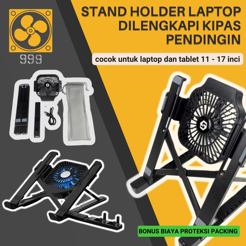 Taffware Stand Holder Cooling Fan Laptop Penyangga Laptop Portabel Dudukan Notebook Pendukung dengan Kipas Pendingin Dapat Dilipat Tinggi Dapat Disesuaikan