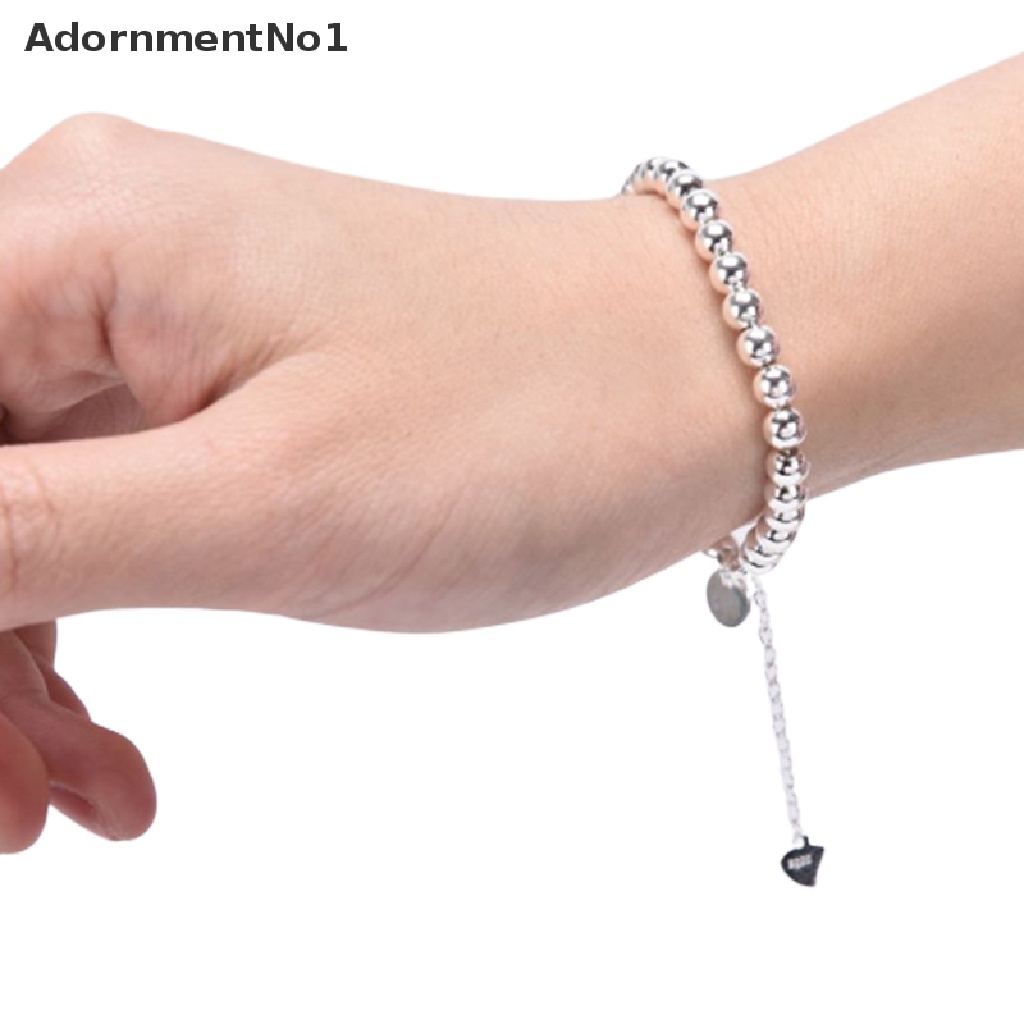 (AdornmentNo1) Gelang Tangan Manik-Manik Bulat Warna Silver Untuk Wanita