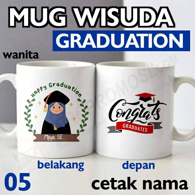 Mug Hadiah Wisuda Bisa Request Nama Dan Foto - Hadiah Custom Gift Graduation