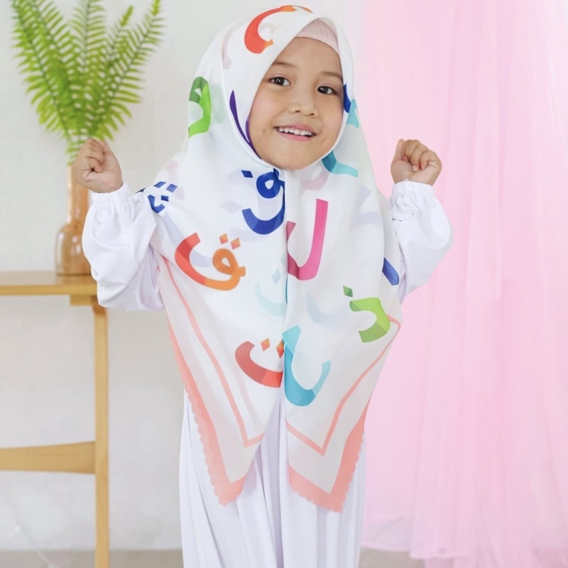 VOAL PRINTING MOTIF HIJAIYAH / HIJAB ANAK MOTIF LUCU / JILBAB ANAK KARAKTER / KERUDUNG ANAK