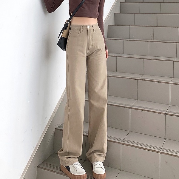 kakak_clother-Korean style straight leg loose khaki jeans