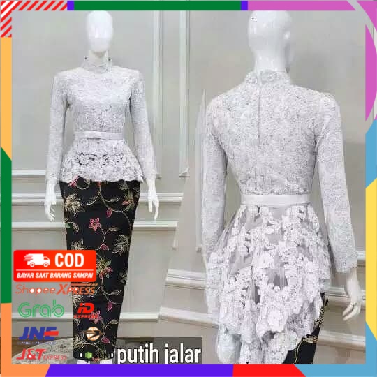 ✨ BISA COD ✨ set kebaya wisuda putih/white elegan/baju muslim modern/pesta/resepsi