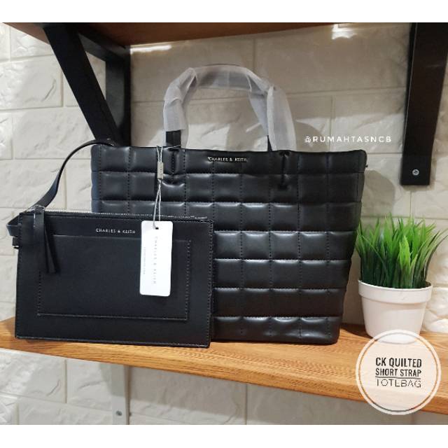 Ck quilted short strap tote bag