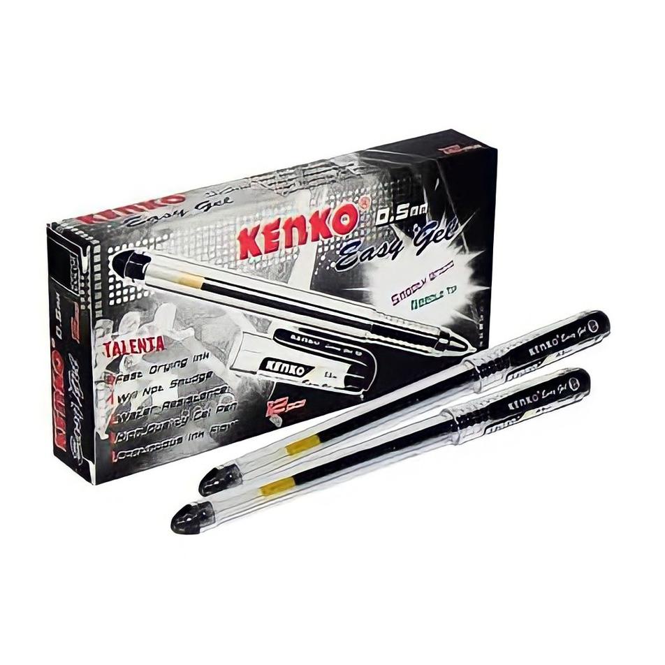 

✩✩V➲ (BISA COD) PROMO 1 Pack Isi 12 Pcs Pen / Pulpen / Bolpen Kenko Easy Gel 0.5mm Hitam Murah^Ter⭐h