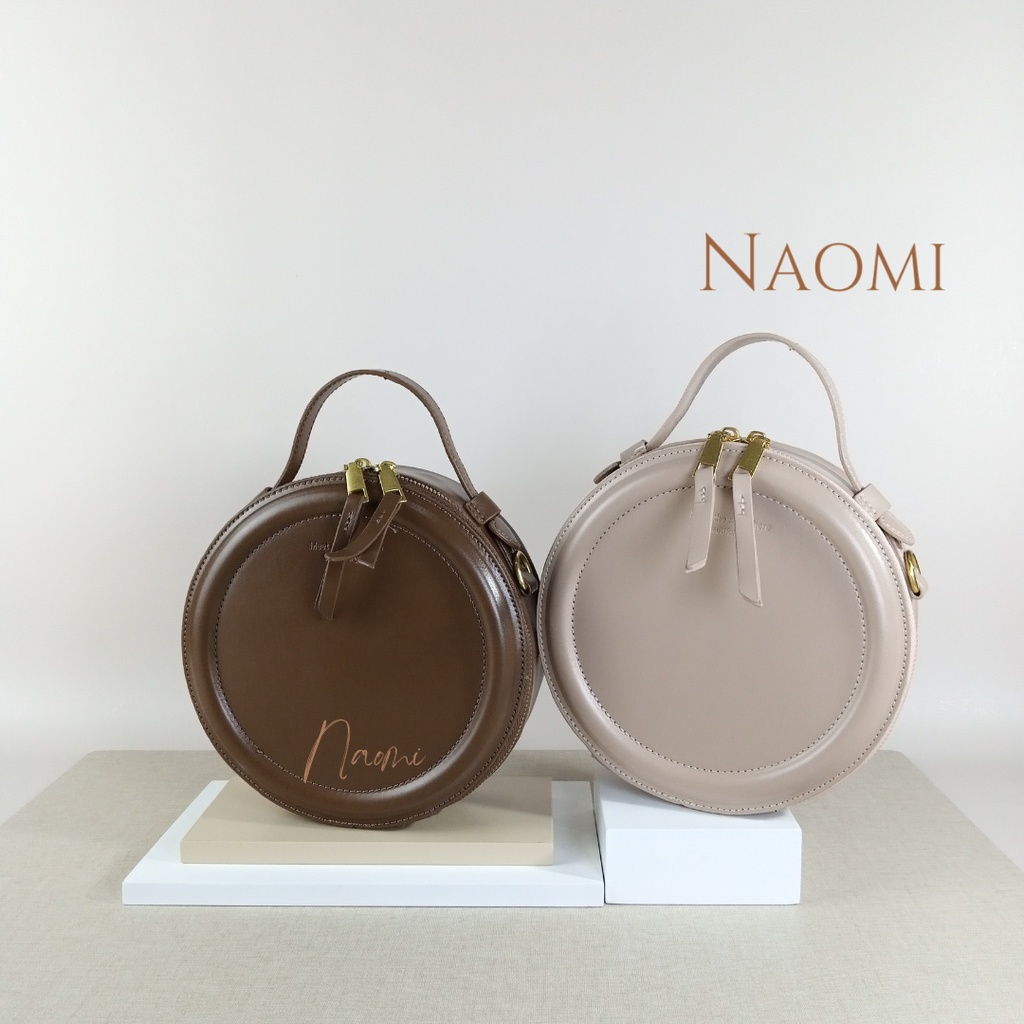 NAOMI - Veronica Sling Bag - Tas Import -Tas Selempang Premium - Bulat Round Kulit Sintetis PU Terbaru Modern - Tas Model Bulat - Latest Model Bag - naomi bag - tas bulat - tas circle - tas premium