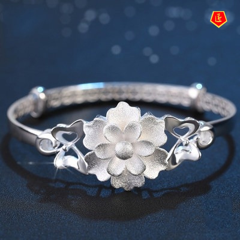 [Ready Stock]Silver Frosted Flower Bracelet Fashion Elegant