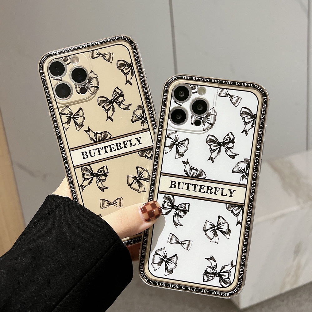 Soft case Pelindung Bahan TPU Bentuk Pita Vintage Untuk Iphone 7 8 PLUS X XR XS 11 12 13 MINI PRO MAX SE 2020