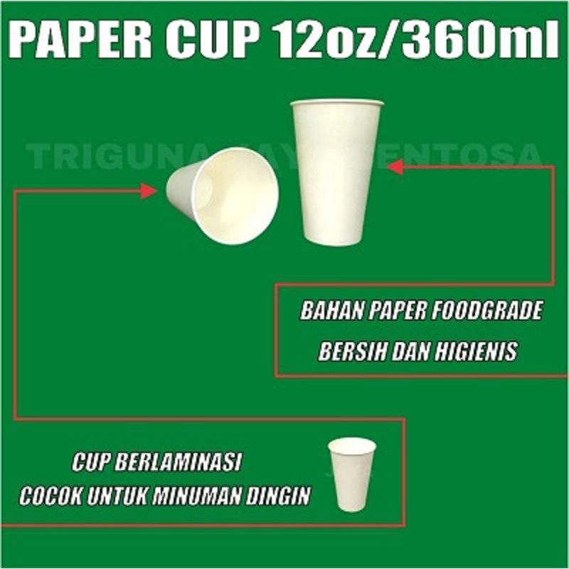 Paper Cup 12oz per dus 50pcs Gelas Kertas Kopi 360ml Coffee 12 Oz Surabaya