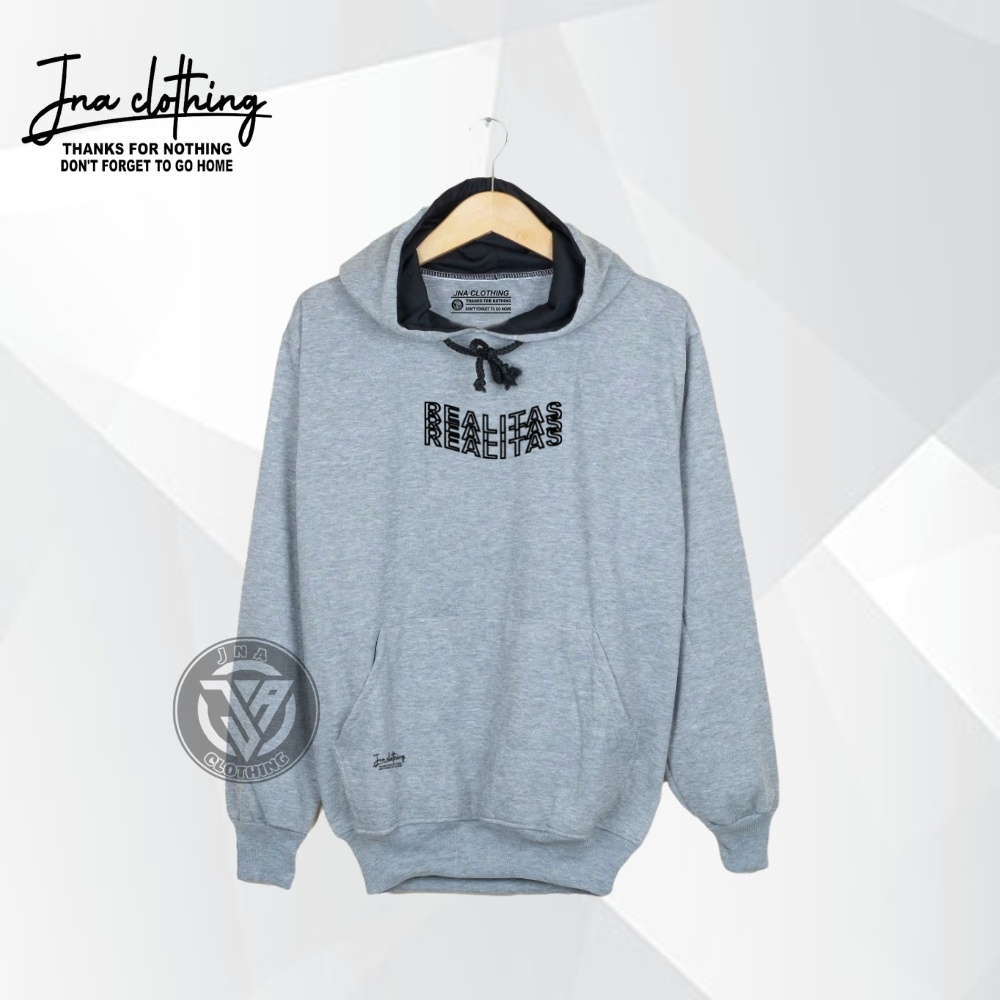 Suwiter Pria Abu Misty Realitas Gelombang Hoodie Oversize Bigsize Jumbo Size M L XL XXL Gaya Casual Korean Style