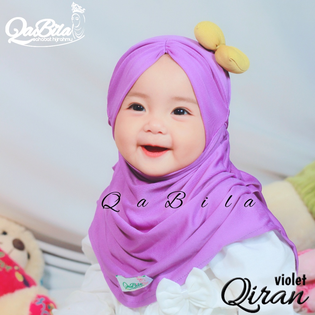 KERUDUNG BERGO ANAK || QIRAN BY QABILA | GREEN | HIJAU FUJI | BLACK | MUSTARD