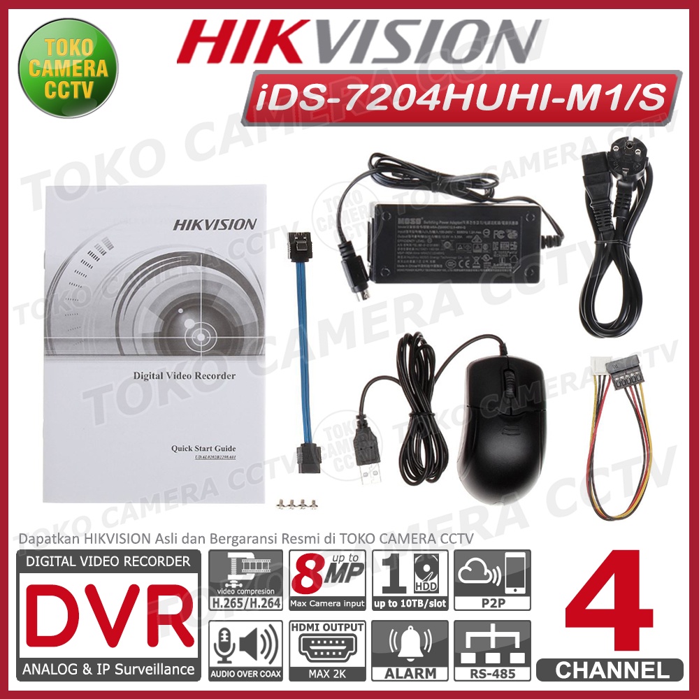 DVR HIKVISION 4 CHANNEL iDS-7204HUHI-M1/S ACUSENSE DVR 4CH