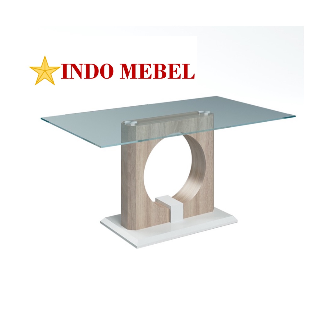 Meja Makan Kaca DT Milan Siantano Minimalis READY MAKASSAR PROMO