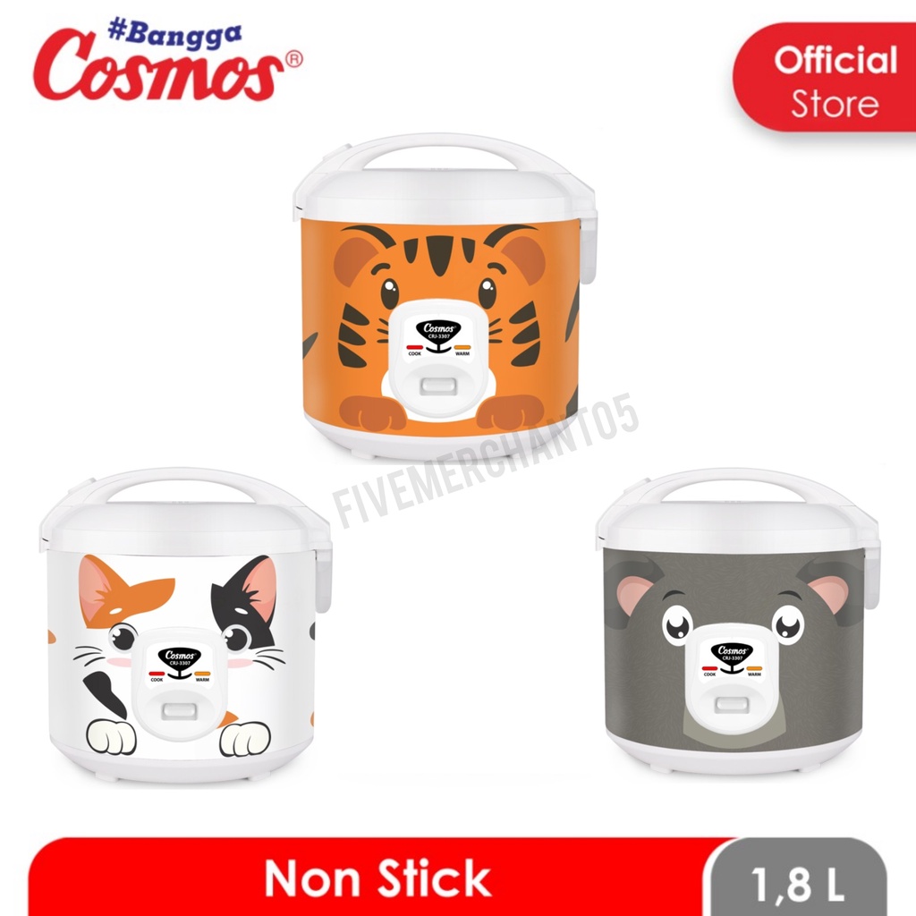 Rice Cooker Cosmos CRJ 3307 Cat Koala Harimau 1,8 L Magic Com Cosmos Penanak Nasi Cosmos Kucing Tiger 3307