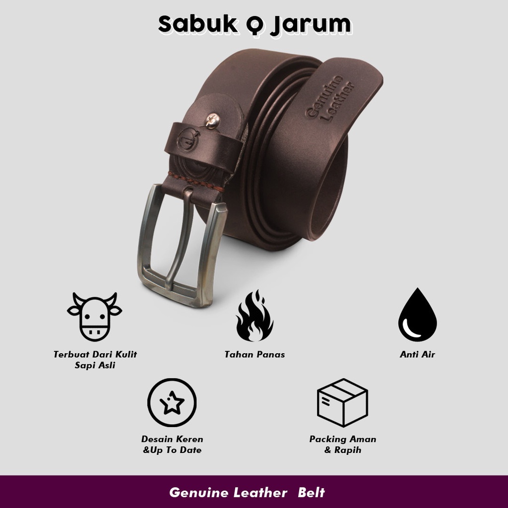 Ikat Pinggang Pria Bahan Kulit Sapi Asli Sabuk Gesper Kulit 100% Genuine Leather Belt MATTEA SQ JARUM KUALITAS TERJAMIN MEMUASKAN