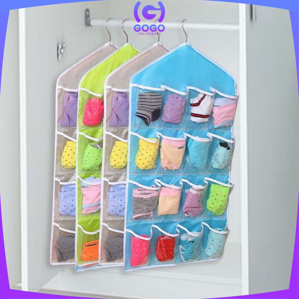 GOGO-C134 Pouch Gantung 16 Saku Dinding Storage Bag Organizer Wall Pocket Korean Style Hanger Murah