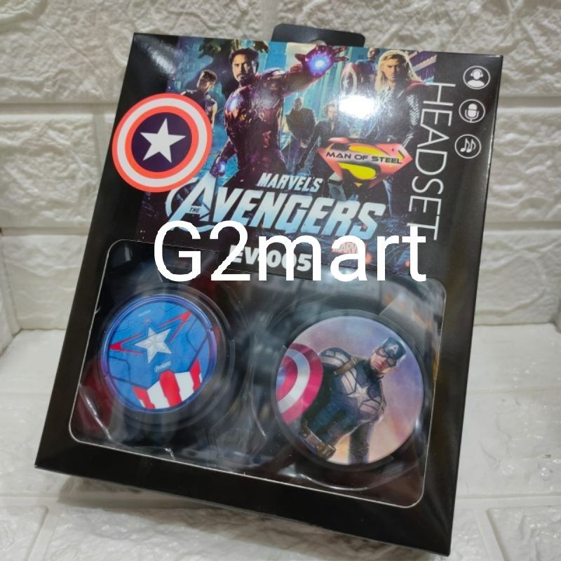 Headphone / Headset CAPTAIN AMERICA Hf bando extra bass MARVEL (telpon music online)