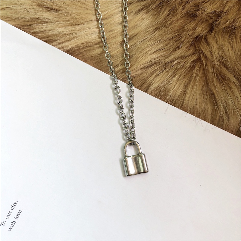 Lock Pendant Necklace Accessories Hip Hop Clavicle Chain Punk