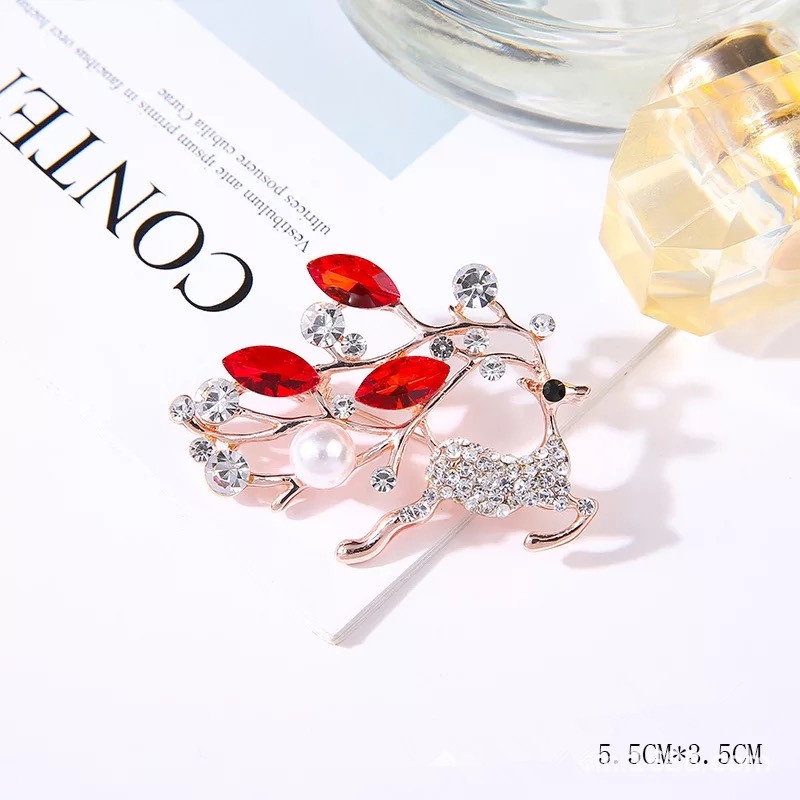 Ins Kepribadian Shiny Bros Berlian Imitasi Rusa Merak Bros Mutiara Unisex Bros Aksesoris indah-36#