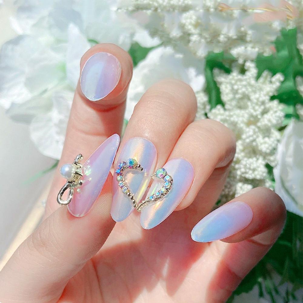 AUGUSTINA Agustina Cinta Hati Paduan Perhiasan Logam Mutiara Manicure Drills Nail Art Berlian